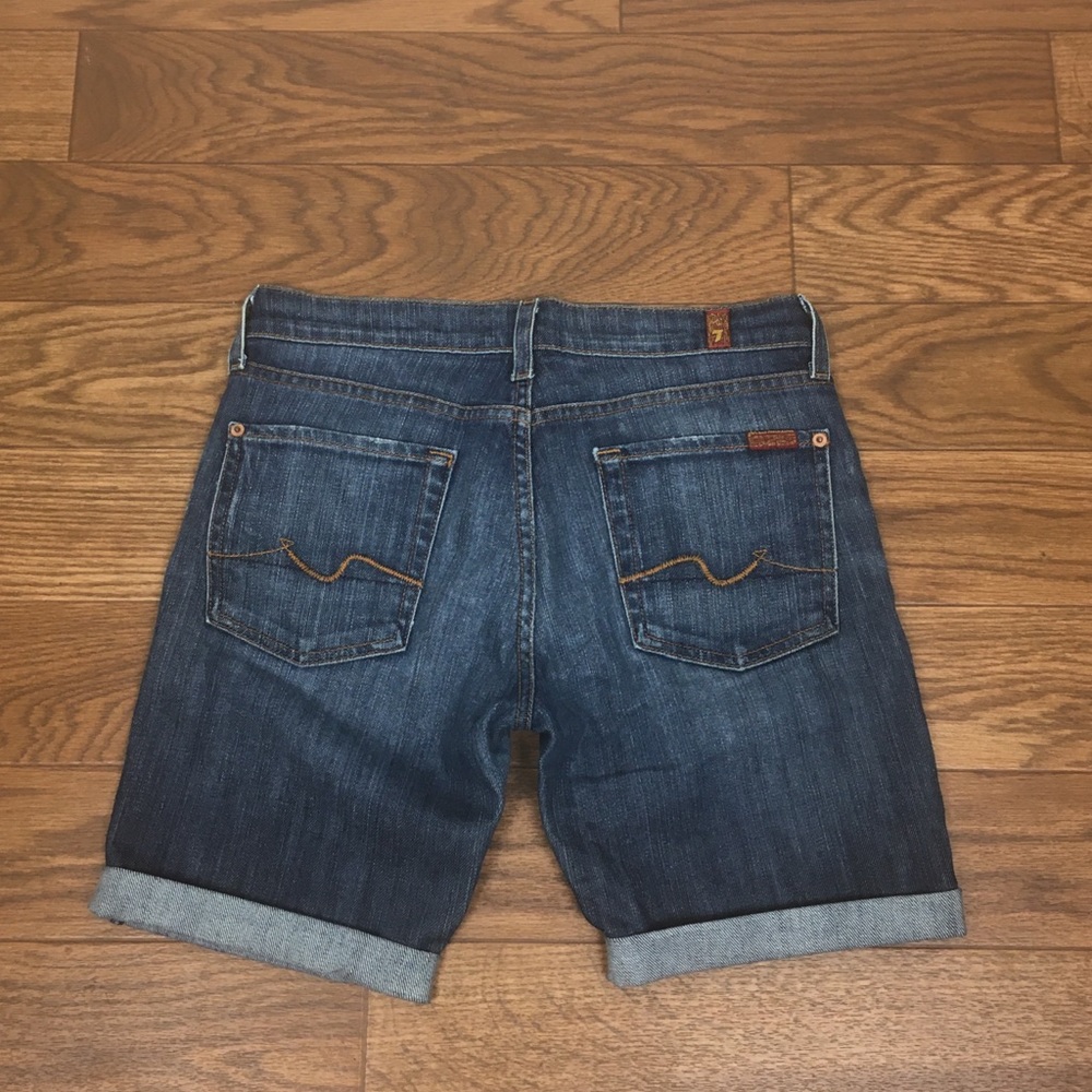 7 For All Mankind Blue Denim Shorts